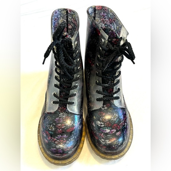 Dirty Laundry Roadie Floral Rubber Rain Combat Lace Up Boots Women’s Size 9 - Picture 2 of 16
